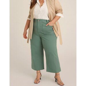 Maeve Anthropologie The Colette Cropped Wide-Leg Pants Plus Size 24W Green Motif